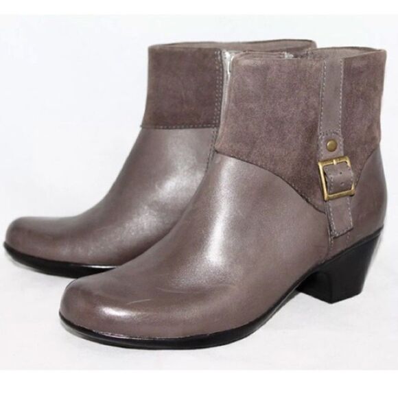 Clark’s Ingalls Dover Brown Side Zip Buckle Boots Booties. Sz 9 D20 - Picture 1 of 9